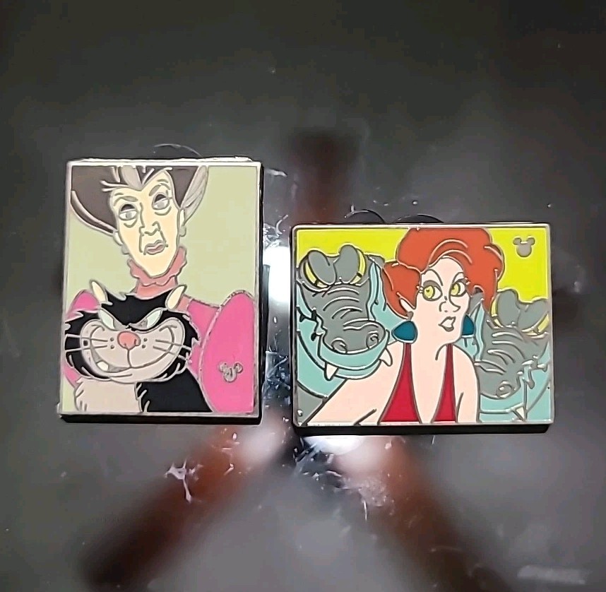 Disney Pin Villains With Pets 2009 Madame Medusa And Lady Tremaine