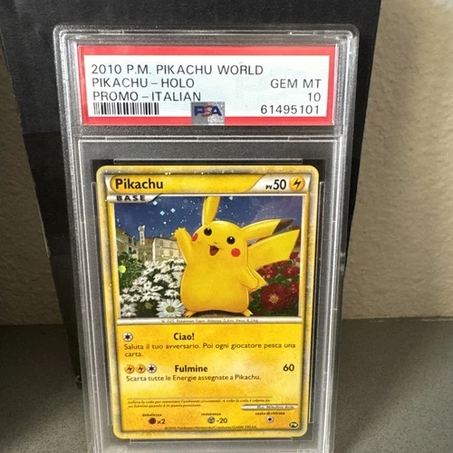 2010 Pokemon PSA 10 Pikachu World Pikqchu- Holo Promo- Italian