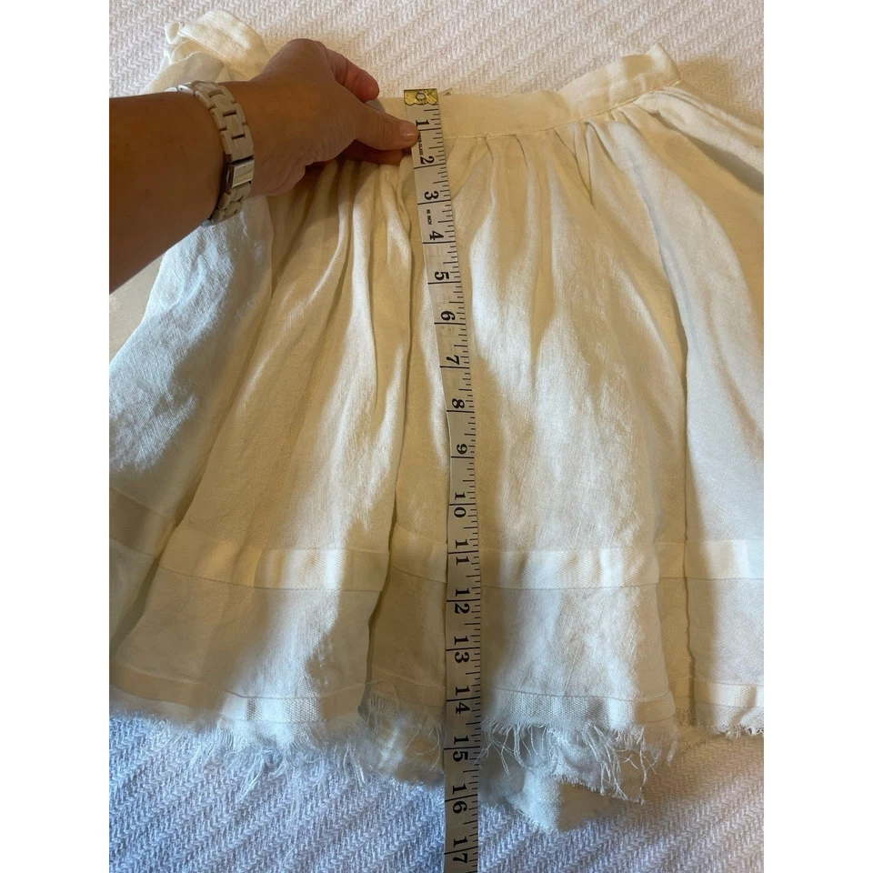 Boy. Band of Outsiders 100% Linen Pleated Raw Hem Ribbon Trim Flirty Skirt 0 - Image 4 of 4