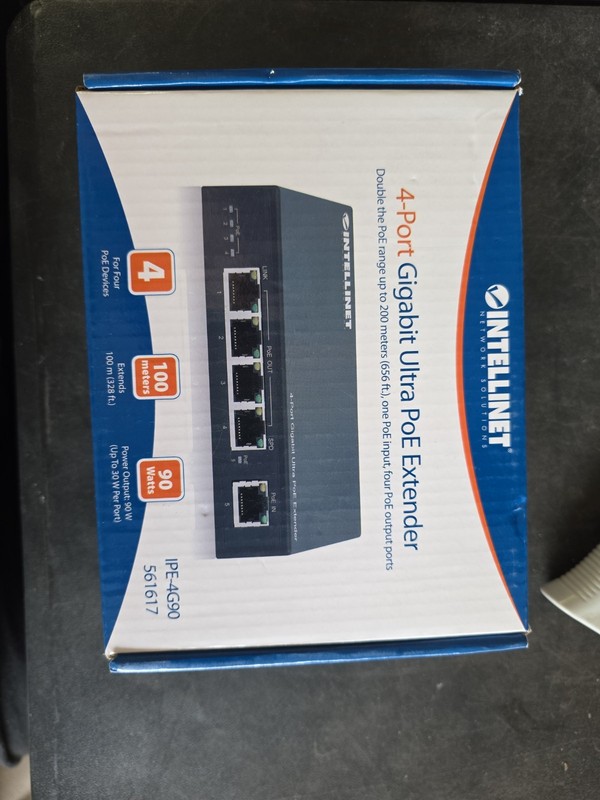 Intellinet 4-Port Gigabit Ultra PoE Extender IPE-4G90 561617 RJ-45 Ethernet