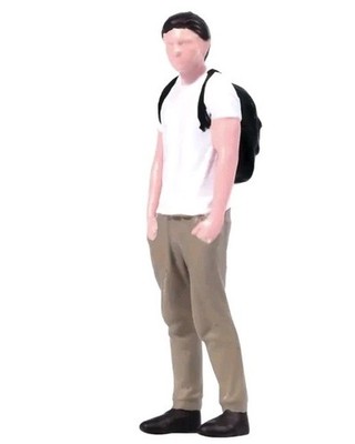 1 64 Scale Miniature Male Figurine White T Backpack Scenery Diorama Photography 