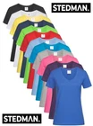Stedman Womens Ladies Fit Cotton Short Sleeve V-Neck Vee Neck Tee T-Shirt XS-XXL