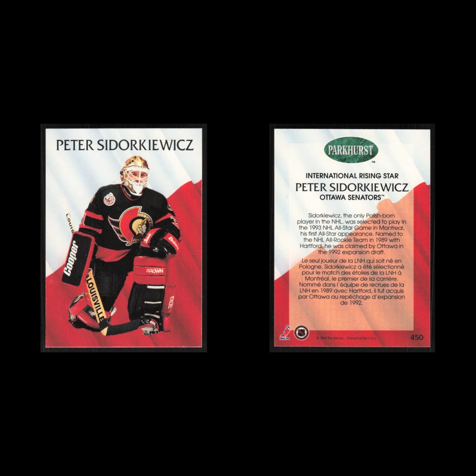 Peter Sidorkiewicz #450 1992 Parkhurst Ottawa Senators Hockey Card NHL NM - Image 3 of 3