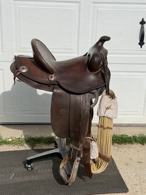 Antique A.J. Williamson Casper Wyoming Western Saddle 16  Cowboy Ranch Vintage