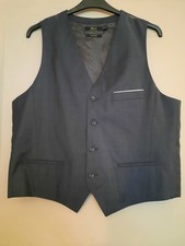 Topman Navy Blue Smart Formal 2 Pocket Waistcoat Men's XL 46"