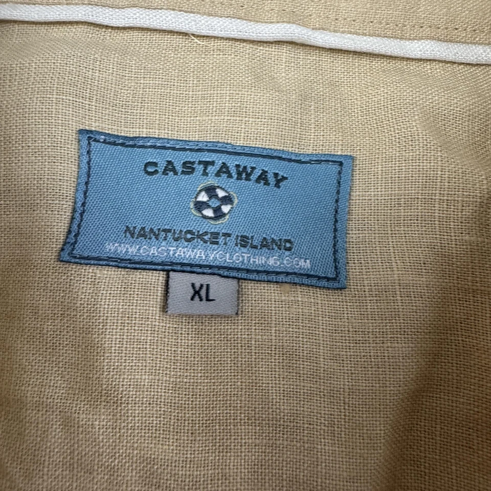 Camisa Náufrago Nantucket Island Para Hombre XL Lino Manga Larga Bordada con Botones Foto 3 de 4