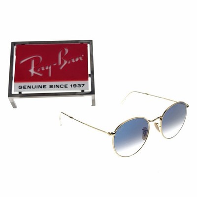 RAY-BAN ROUND METAL SUNGLASSES GOLD ARISTA CLEAR BLUE GRADIENT RB3447N 001/3F