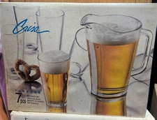 Beer Glasses And Glass Pitcher Set 7 Pieces. New In Box