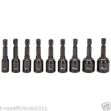 9 PC MAGNETIC HOLDER HEX NUT DRIVER BIT TOOL SET METRIC MM NUT SETTER KIT