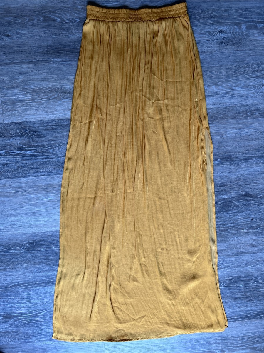 Forever 21 Women Skirt Small Mustard Rayon Blend Straight Pencil