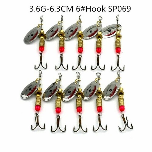 10PCS Lot Fishing Lures Metal Spinner Baits Bass Tackle Crankbait Spoon Trout - Picture 20 of 20