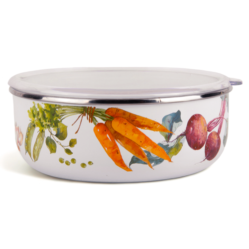 2 pc Harvest Kitchen Storage Containers Stackable Enamel Bowls Meal Prep - Picture 6 of 7