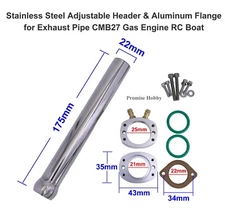 22mm Adjustable Header & Flange for CMB27 Exhaust Pipe Gas Engine RC Model Boat