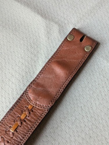 vinage STEERHIDE buckle belt WESTERN laced 38 brown leather COWBOY rodeo - Picture 10 of 11