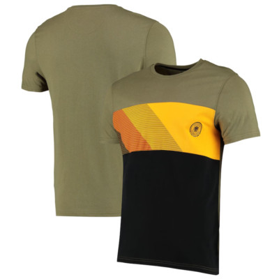 Deutschland Herren Fußball T-Shirt Cut&Sew Khaki Logo Oberteil - Neu