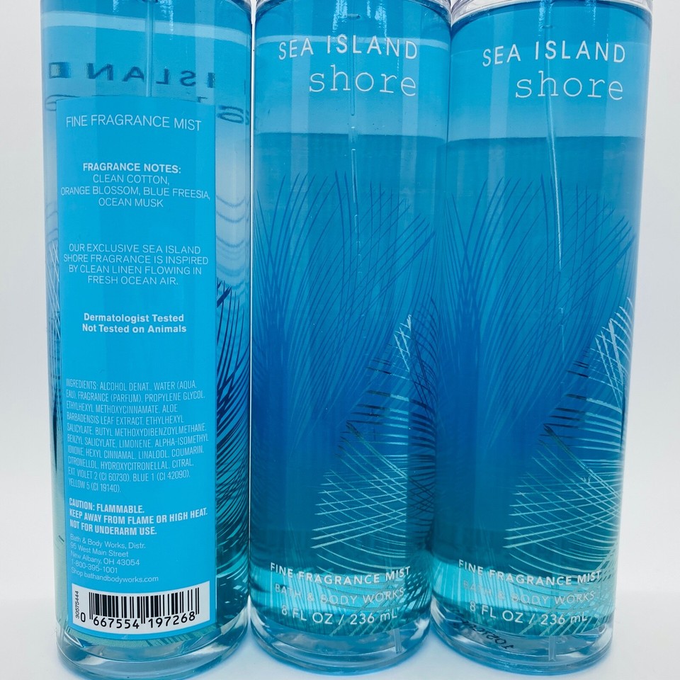 3 Bath & Body Works SEA ISLAND SHORE (Sea Island Cotton) Fragrance Mist