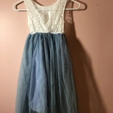 Girls Blue  White Sleeveless Dress