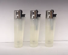 6 x Clipper Refillable Butane & Flint - Full Size Clear Lighters (Translucent)