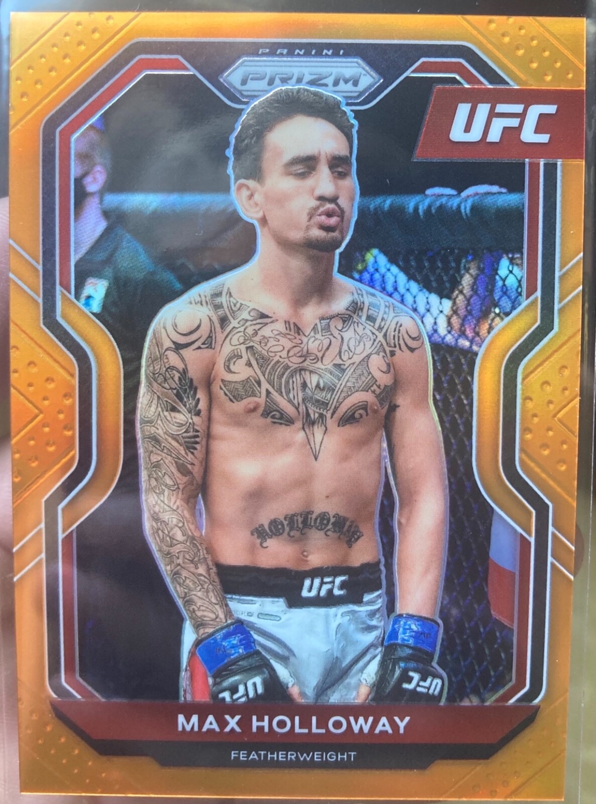 2021 Panini Prizm UFC #77 Max Holloway Orange Parallel 45/99