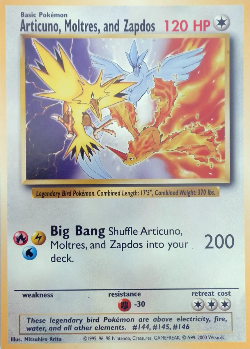 Pokemon!! All 3 Legendary Birds! Articuno, Moltres, Zapdos 100 Card Lo –  Dan123yal Toys+