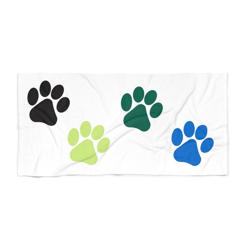 Colorful Paw Prints Beautiful Beach Towel 2 Sizes Available Pets Dogs Etc. - Picture 3 of 5