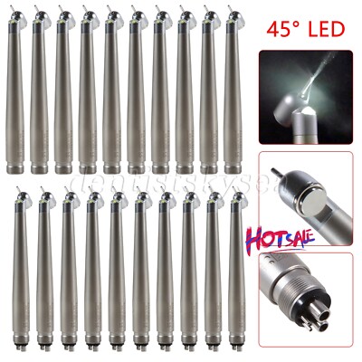 1-10 Dental 45 Degree Fiber Optic LED E-generator Fast Speed Handpiece 2H 4Hole