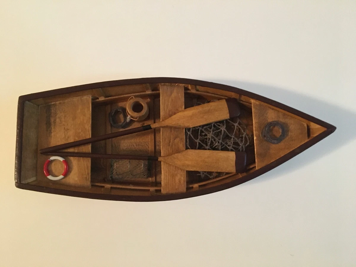 Detailed Miniature Wood Rowboat / Fishing Boat. Lakehouse or Cabin Decor