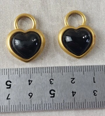 Paire de pendentifs / boucles d'oreilles, forme coeur, Agatha - Photo 1/4