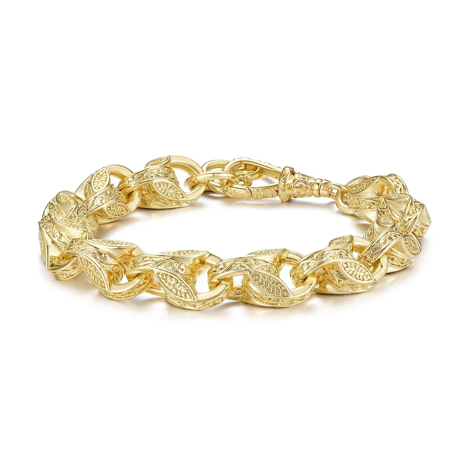 New Luxury 9ct Gold Filled 12mm 3D Tulip Bracelet With Albert Clasp - Image 4 of 4