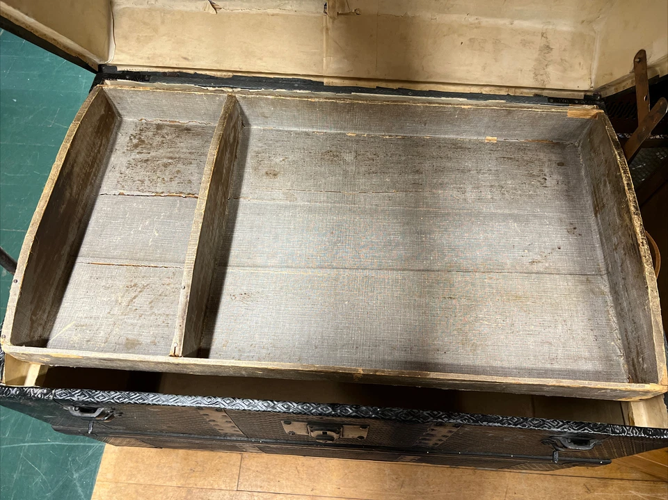 Antiguo baúl de vapor victoriano vintage único con cúpula jorobada Foto 4 de 4