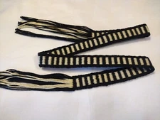 #15 Powder Horn inkle loom Strap Black & Pale Yellow Bar Pattern 19" x  5/8"