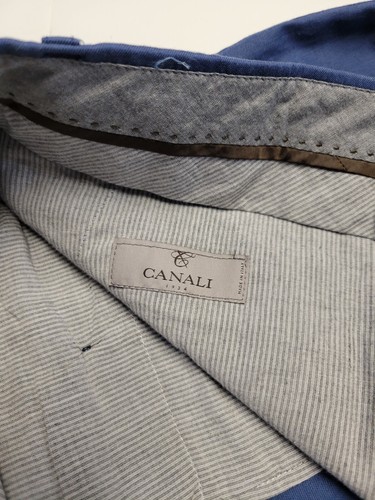 $375 New CANALI Cotton Lyocell Pants Men 38x35 Regular Fit Flat Front EU 56 Blue - Picture 6 of 8