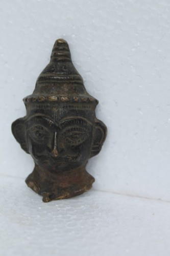 1900's India Antique Hand Crafted Engraved Brass God Shiva Head Bust Idol NH784 - Picture 7 of 12