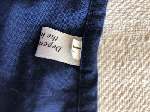 Depending on Horizon Navy Blue Embossed Shift Dress Floral Embroidered Tunic - L - Picture 7 of 7