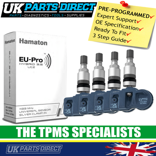 TPMS Tyre Pressure Sensors for Saab 9-3 Cabriolet (03-11) - SET OF 4 - CODED