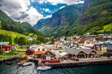 Landscape norway tilt shift art idyllic nordic s Custom Gaming Mat Desk