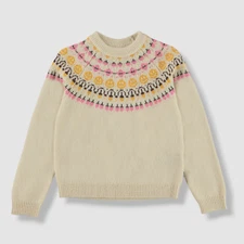 $86 Molo Girl's Gretchen Happy Face Intarsia Sweater Size 5-6