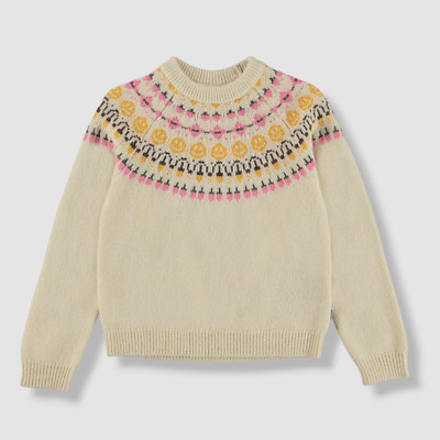 $86 Molo Girl's Gretchen Happy Face Intarsia Sweater Size 5-6