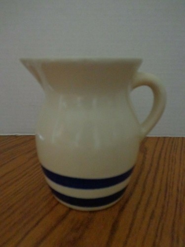 Vtg Pitcher Blue Stripe Robinson Ransbottom Pottery RRP Roseville Ohio 4 5/8" - Picture 3 of 6