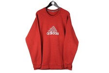VINTAGE ADIDAS SWEATSHIRT SIZE XXL red big logo 90s retro sport jumper crewneck