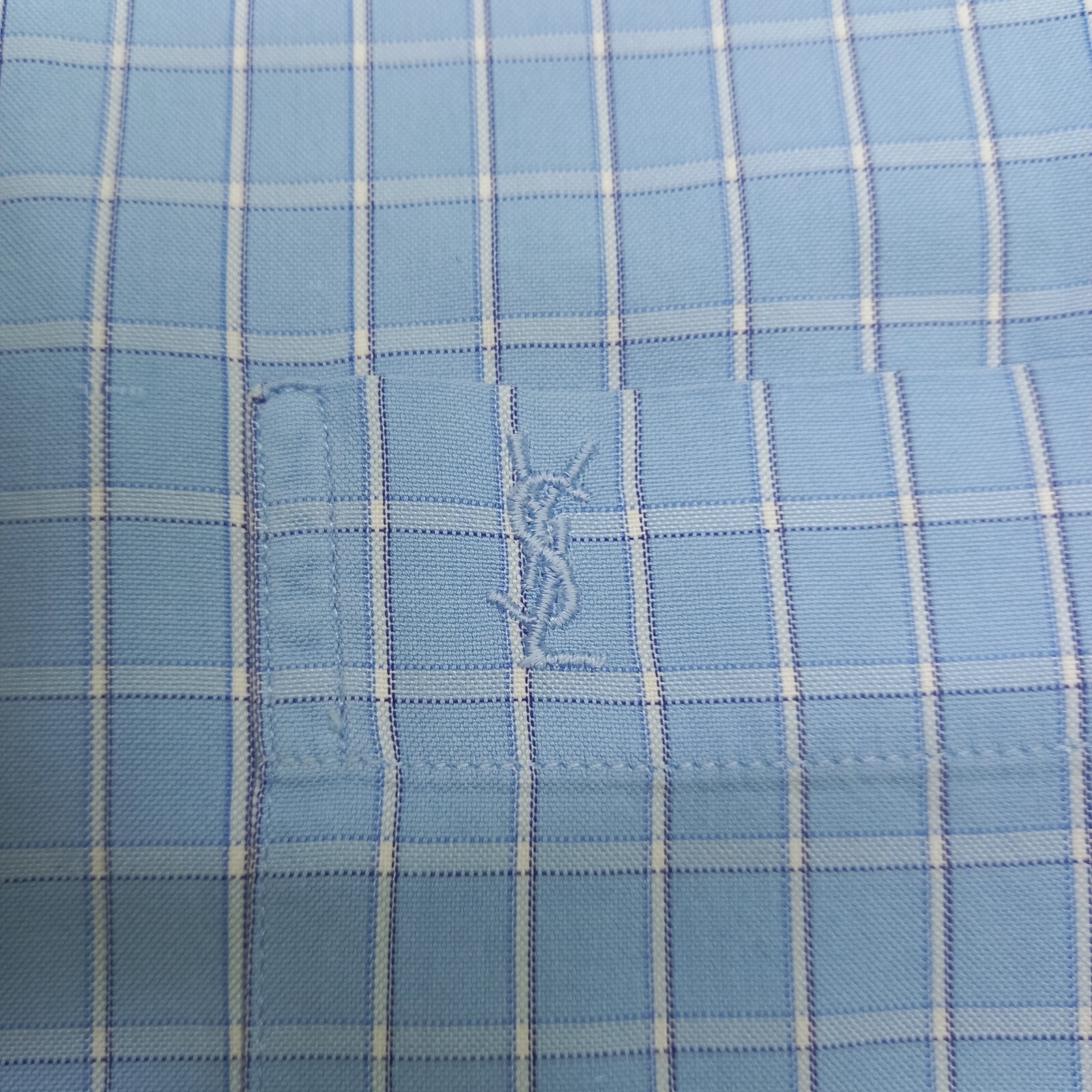 Camicia abito vintage Yves Saint Laurent uomo blu pallido a righe abbottonate taglia L