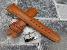 19mm Calf Leather Strap Honey Brown Watch Band with OEM OMEGA Polish Buckle BR