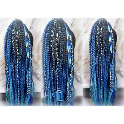 Ponytail Hair Fall Extension Black Blue Ombre Rave Festival  display picture 3