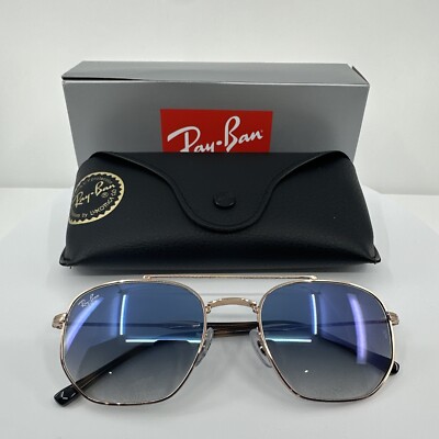 New Ray Ban Sunglasses RB 3707 9202/3F Gold with Blue Gradient Lenses  54-20mm