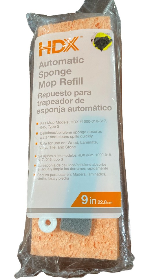 HDX Automatic Sponge MOP Refill 9" Orange 1000018618 Type S Fits 617