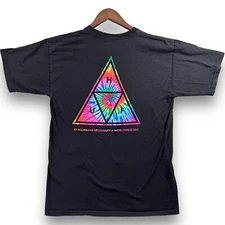HUF Worldwide T-Shirt Men's Size Medium M Tye Dye Triangle Black Short Sleeve