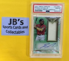 2021 Triple Threads Ronald Acuna Jr Auto Jersey Relic Emerald #ed 03/50 PSA 10