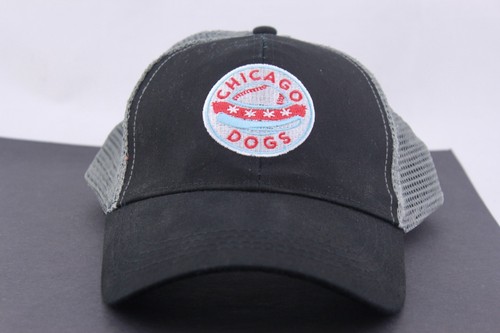 CHICAGO DOGS BASEBALL CAP HAT ADJUSTABLE STRAP BLACK MESH ONE SIZE – NEW