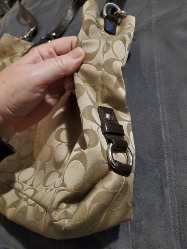 COACH Ashley Sateen Pleated Signature Brown Sateen Large Carryall Bag F15510 - Picture 4 of 15