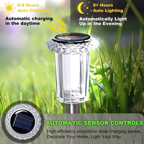 Solar Pathway Lights Stainless Steel Waterproof Outdoor Yard Garden 6-Pack - Picture 4 of 6